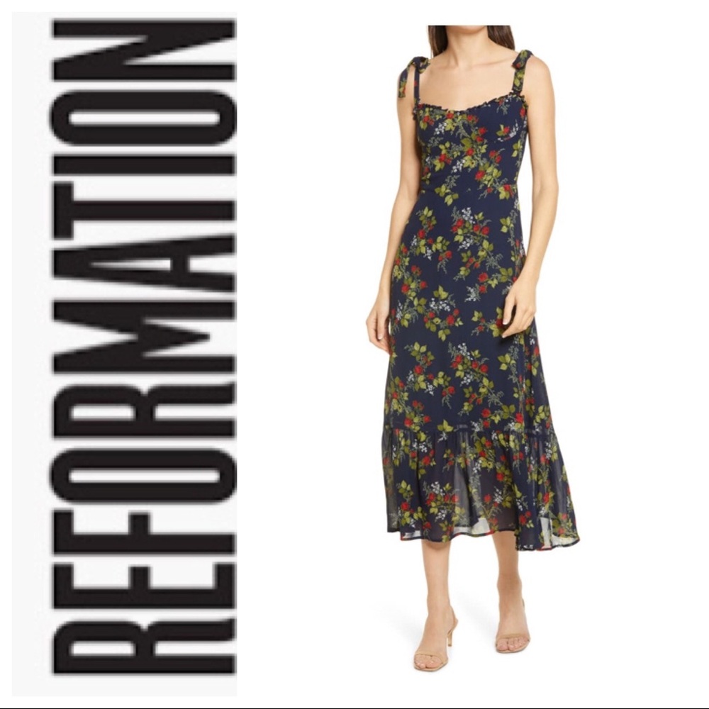 Reformation Nikita Dress Kim Bordeaux Print NWT 12